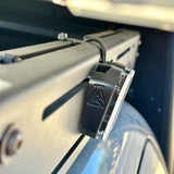 3d printed roof rack mount for diode dynamics rock lights on prinsu rack toyota tacoma clear lens showing logo
