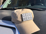 gear nerd patch on hat on hood